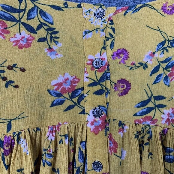 Altar’d State Boho Crop Full Top Prairie M Balloon Sleeve Button Back Floral - Picture 10 of 16